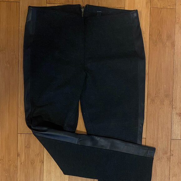 J. Crew pants with leather tuxedo stripe, size 8, black - Picture 1 of 4